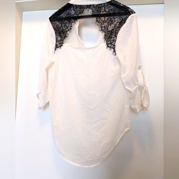 Maurices white blouse with black lace accent. Size small. - Picture 2 of 5